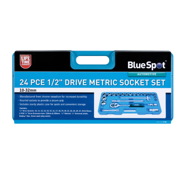 Blue Spot Tools 24PCE 1/2" Drive Metric Socket Set (10-32mm)