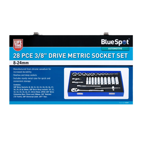 Blue Spot Tools 28PCE 3/8" Drive Metric Socket Set (8-24mm)