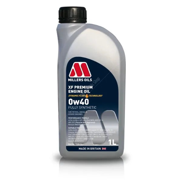 Millers Oils XF Premium 0W40 Fully Synthetic Engine Oil 1L