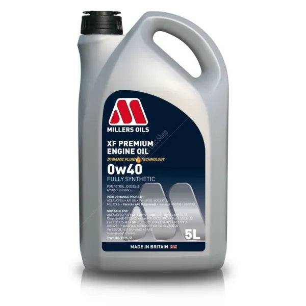 Millers Oils XF Premium 0W40 Fully Synthetic Engine Oil 5L