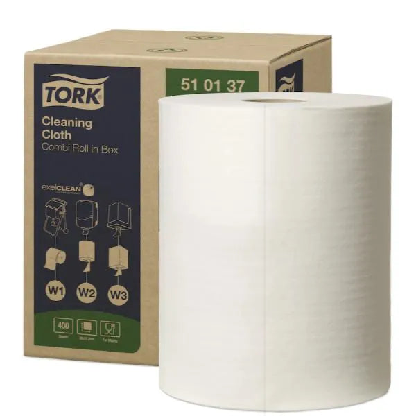Tork 1 Ply Cleaning Cloth - White - 152m Roll