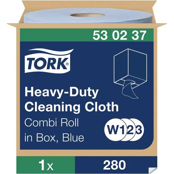 Tork 1 Ply Premium Heavy Duty Cleaning Cloth - Blue - 106m Combi Roll